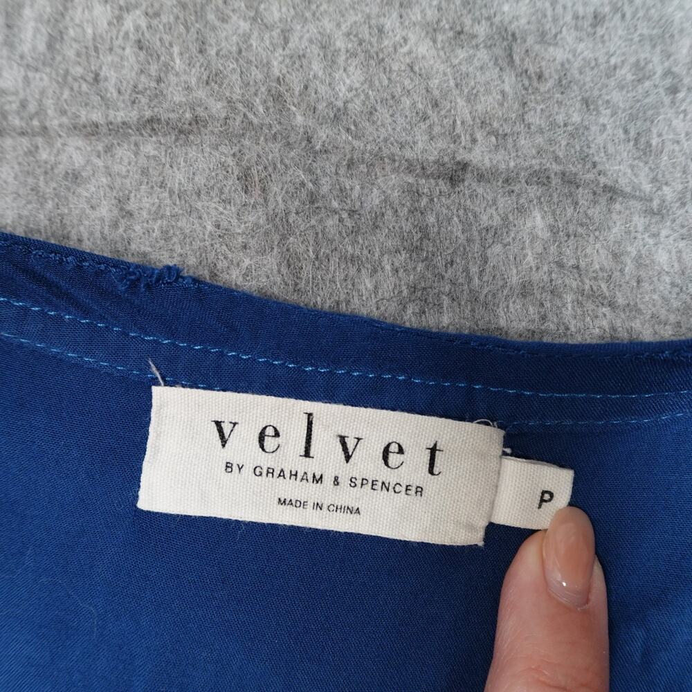 Velvet Graham Spencer Top Womens P Small Half Button Long Sleeve Blue Soft Thin - Picture 2 of 9